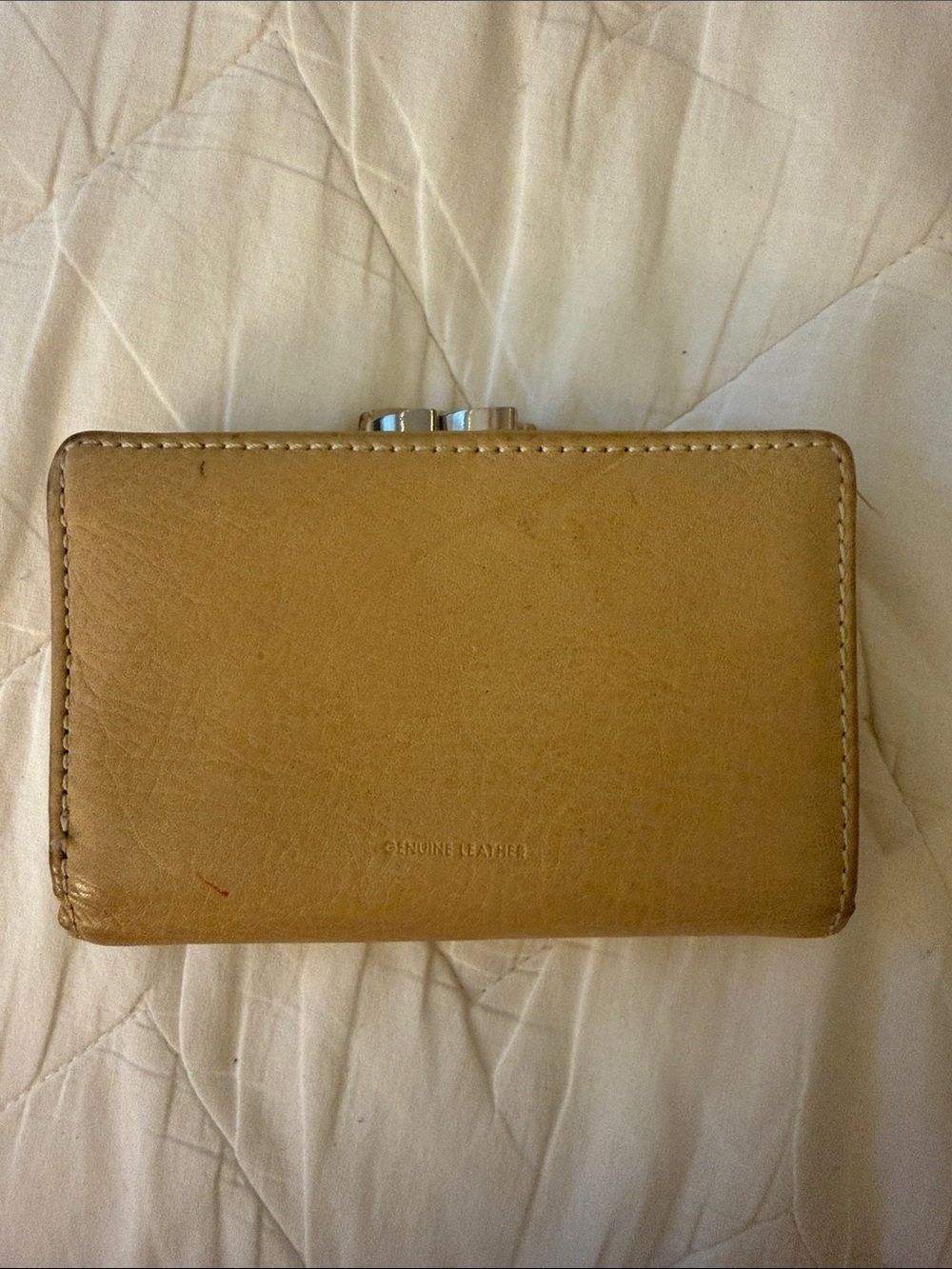 Compact Tan Leather Snap Wallet